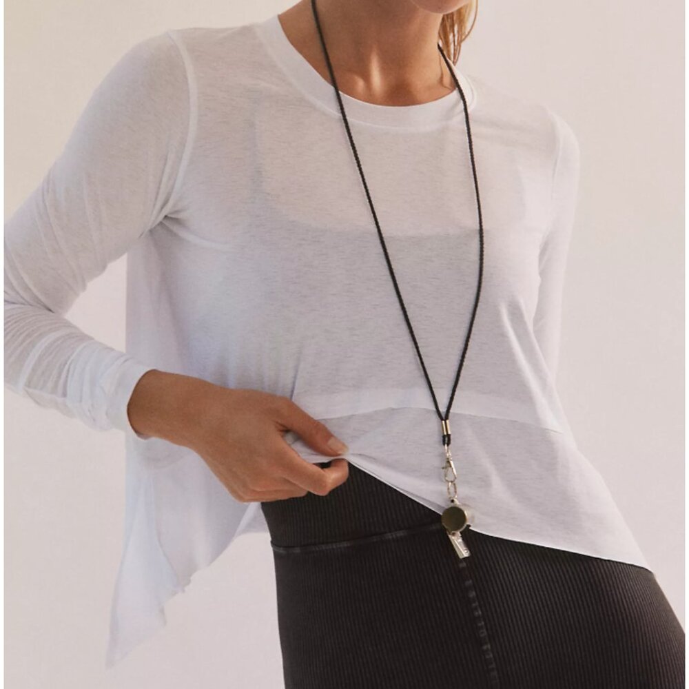 Free People Tempo Long Sleeve Tee White Small